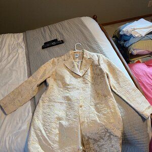 Chico's Metallic Gold Brocade Longline Holiday Jacket Blazer Coat Size 2